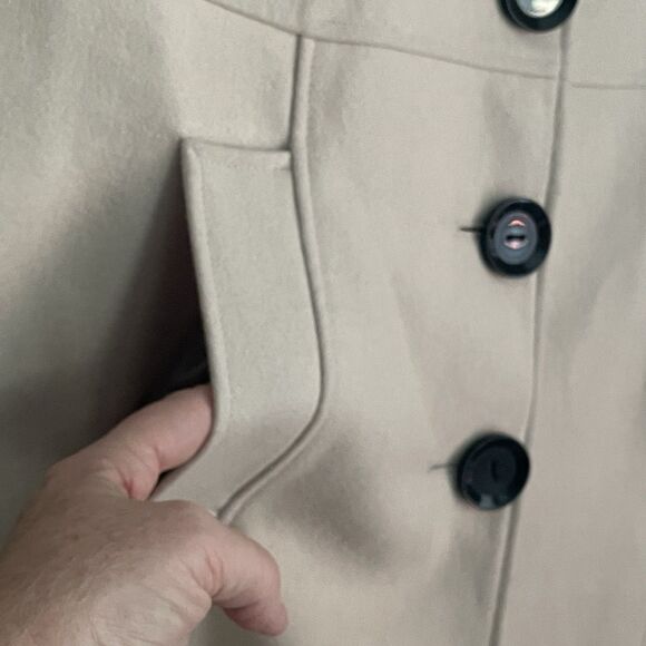 Pea Coat Women's Size 16 Wool Blend Cream/Ivory Button Up Career - Picture 6 of 16